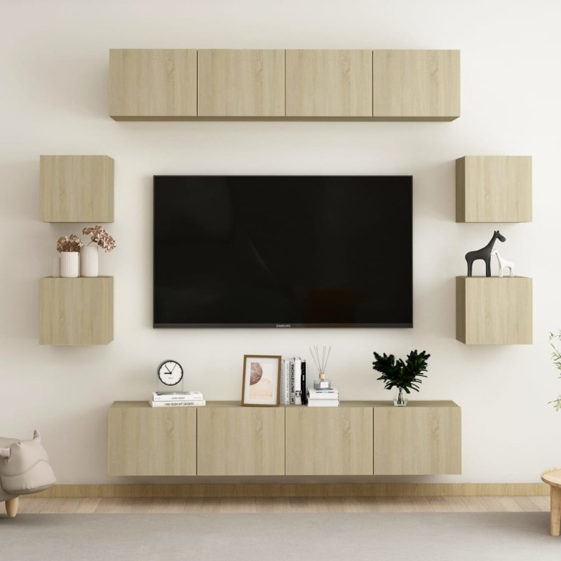 vidaXL 8-tlg. TV-Schrank-Set Sonoma-Eiche Holzwerkstoff