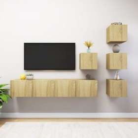 vidaXL 6-tlg. TV-Schrank-Set Sonoma-Eiche Holzwerkstoff