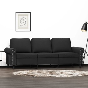 vidaXL 3-Sitzer-Sofa Schwarz 180 cm Samt
