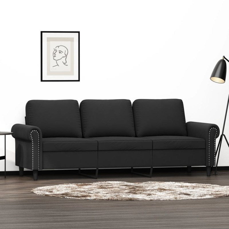 vidaXL 3-Sitzer-Sofa Schwarz 180 cm Samt vidaXL 3-Sitzer-Sofa Schwarz 180 cm Samt