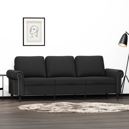 vidaXL 3-Sitzer-Sofa Schwarz 180 cm Samt