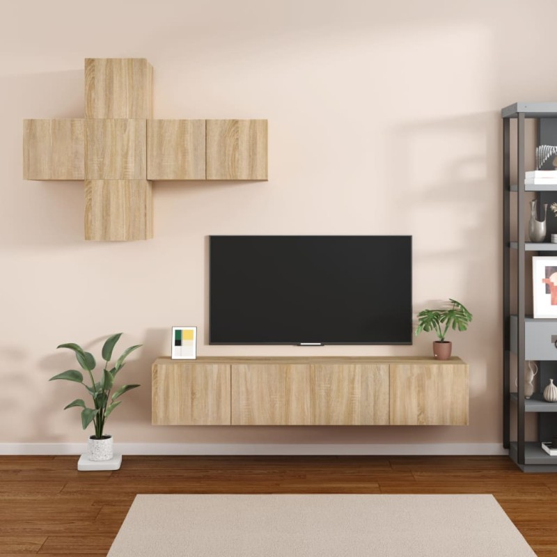 vidaXL 7-tlg. TV-Schrank-Set Sonoma-Eiche Holzwerkstoff vidaXL 7-tlg. TV-Schrank-Set Sonoma-Eiche Holzwerkstoff