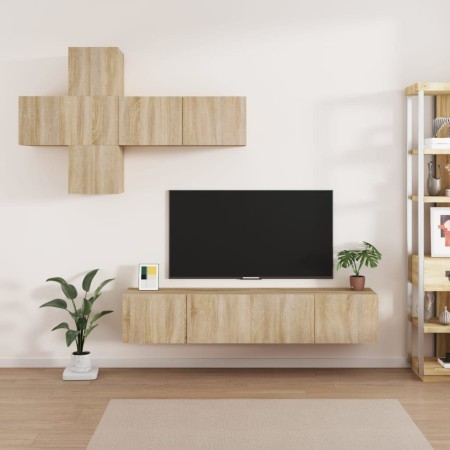 vidaXL 7-tlg. TV-Schrank-Set Sonoma-Eiche Holzwerkstoff
