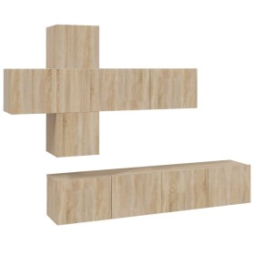 vidaXL 7-tlg. TV-Schrank-Set Sonoma-Eiche Holzwerkstoff