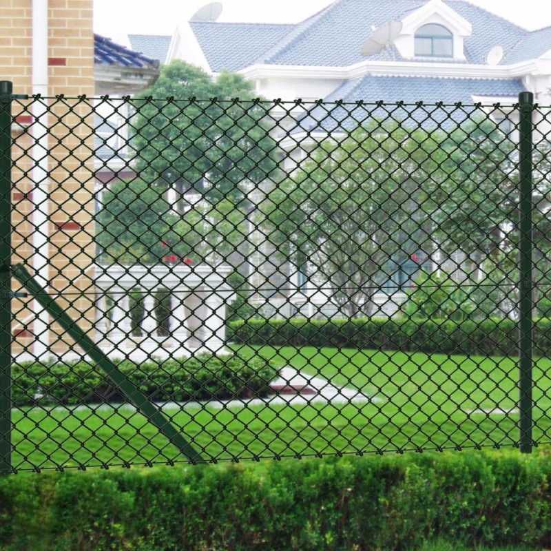 vidaXL Maschendrahtzaun mit Pfosten Stahl 1x25 m Grün vidaXL Maschendrahtzaun mit Pfosten Stahl 1x25 m Grün