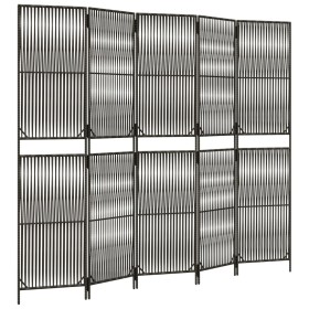 vidaXL Paravent 5-tlg. Grau Poly Rattan