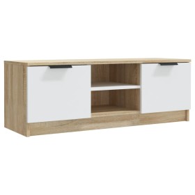 vidaXL TV-Schrank Weiß und Sonoma-Eiche 102x35x36,5 cm Holzwerkstoff