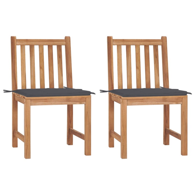 Gartenstühle 2 Stk. mit Kissen Massivholz Teak Gartenstühle 2 Stk. mit Kissen Massivholz Teak