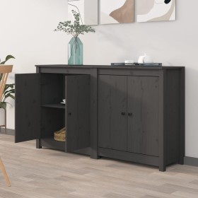 vidaXL Sideboards 2 Stk. Grau 70x35x80 cm Massivholz Kiefer