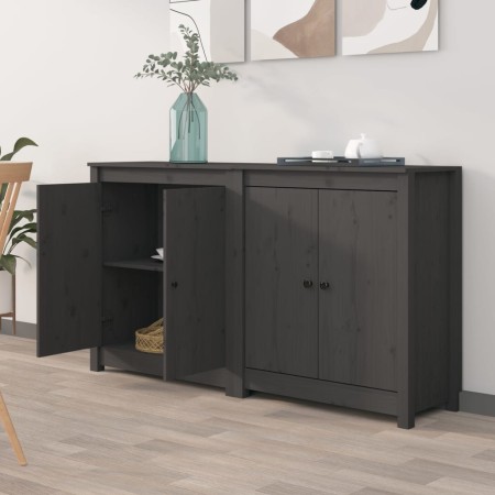 vidaXL Sideboards 2 Stk. Grau 70x35x80 cm Massivholz Kiefer
