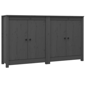 vidaXL Sideboards 2 Stk. Grau 70x35x80 cm Massivholz Kiefer