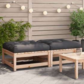 vidaXL Gartenhocker mit Kissen 2 Stk. Massivholz Kiefer