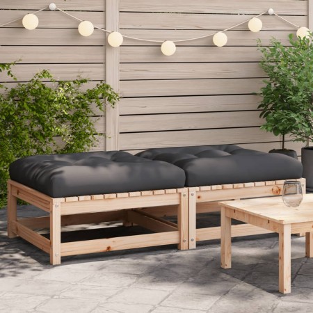vidaXL Gartenhocker mit Kissen 2 Stk. Massivholz Kiefer