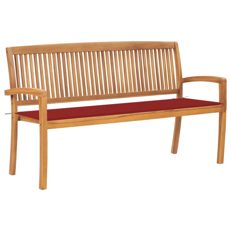 Stapelbare Gartenbank mit Auflage 159 cm Massivholz Teak Stapelbare Gartenbank mit Auflage 159 cm Massivholz Teak