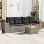 vidaXL 5-tlg. Garten-Sofagarnitur mit Kissen Grau Poly Rattan vidaXL 5-tlg. Garten-Sofagarnitur mit Kissen Grau Poly Rattan