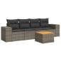 vidaXL 5-tlg. Garten-Sofagarnitur mit Kissen Grau Poly Rattan vidaXL 5-tlg. Garten-Sofagarnitur mit Kissen Grau Poly Rattan
