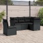 vidaXL 5-tlg. Garten-Sofagarnitur mit Kissen Schwarz Poly Rattan vidaXL 5-tlg. Garten-Sofagarnitur mit Kissen Schwarz Poly Rattan
