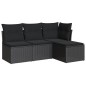 vidaXL 4-tlg. Garten-Sofagarnitur mit Kissen Schwarz Poly Rattan vidaXL 4-tlg. Garten-Sofagarnitur mit Kissen Schwarz Poly Rattan