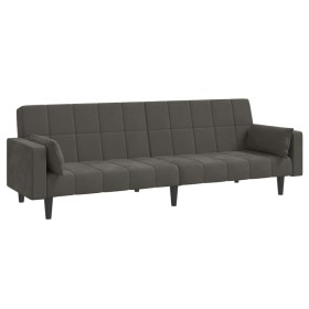 vidaXL Schlafsofa 2-Sitzer mit 2 Kissen Dunkelgrau Samt