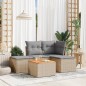 vidaXL 5-tlg. Garten-Sofagarnitur mit Kissen Beige Poly Rattan vidaXL 5-tlg. Garten-Sofagarnitur mit Kissen Beige Poly Rattan