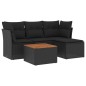 vidaXL 5-tlg. Garten-Sofagarnitur mit Kissen Schwarz Poly Rattan vidaXL 5-tlg. Garten-Sofagarnitur mit Kissen Schwarz Poly Rattan