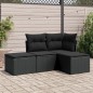 vidaXL 4-tlg. Garten-Sofagarnitur mit Kissen Schwarz Poly Rattan vidaXL 4-tlg. Garten-Sofagarnitur mit Kissen Schwarz Poly Rattan
