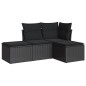 vidaXL 4-tlg. Garten-Sofagarnitur mit Kissen Schwarz Poly Rattan vidaXL 4-tlg. Garten-Sofagarnitur mit Kissen Schwarz Poly Rattan