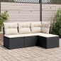 vidaXL 4-tlg. Garten-Sofagarnitur mit Kissen Schwarz Poly Rattan vidaXL 4-tlg. Garten-Sofagarnitur mit Kissen Schwarz Poly Rattan
