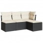 vidaXL 4-tlg. Garten-Sofagarnitur mit Kissen Schwarz Poly Rattan vidaXL 4-tlg. Garten-Sofagarnitur mit Kissen Schwarz Poly Rattan