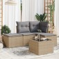 vidaXL 5-tlg. Garten-Sofagarnitur mit Kissen Beige Poly Rattan vidaXL 5-tlg. Garten-Sofagarnitur mit Kissen Beige Poly Rattan