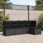 vidaXL 5-tlg. Garten-Sofagarnitur mit Kissen Schwarz Poly Rattan vidaXL 5-tlg. Garten-Sofagarnitur mit Kissen Schwarz Poly Rattan