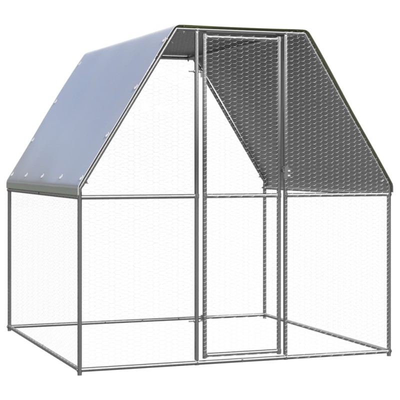 vidaXL Hühnerkäfig Silbern und Grau 2x2x2 m Verzinkter Stahl vidaXL Hühnerkäfig Silbern und Grau 2x2x2 m Verzinkter Stahl
