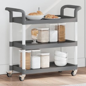 vidaXL Rollwagen mit 3 Etagen Grau 77x34x72 cm Aluminium