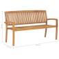 vidaXL Stapelbare Gartenbank mit Auflage 159 cm Massivholz Teak vidaXL Stapelbare Gartenbank mit Auflage 159 cm Massivholz Teak