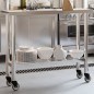 vidaXL Küchen-Arbeitstisch mit Rollen 110x30x85 cm Edelstahl vidaXL Küchen-Arbeitstisch mit Rollen 110x30x85 cm Edelstahl