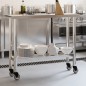 vidaXL Küchen-Arbeitstisch mit Rollen 110x30x85 cm Edelstahl vidaXL Küchen-Arbeitstisch mit Rollen 110x30x85 cm Edelstahl