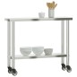 vidaXL Küchen-Arbeitstisch mit Rollen 110x30x85 cm Edelstahl vidaXL Küchen-Arbeitstisch mit Rollen 110x30x85 cm Edelstahl