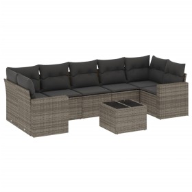 vidaXL 8-tlg. Garten-Sofagarnitur mit Kissen Grau Poly Rattan