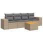 vidaXL 5-tlg. Garten-Sofagarnitur mit Kissen Beige Poly Rattan vidaXL 5-tlg. Garten-Sofagarnitur mit Kissen Beige Poly Rattan