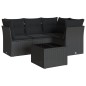 vidaXL 5-tlg. Garten-Sofagarnitur mit Kissen Schwarz Poly Rattan vidaXL 5-tlg. Garten-Sofagarnitur mit Kissen Schwarz Poly Rattan