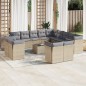 vidaXL 14-tlg. Garten-Sofagarnitur mit Kissen Beige Poly Rattan vidaXL 14-tlg. Garten-Sofagarnitur mit Kissen Beige Poly Rattan