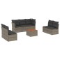 vidaXL 8-tlg. Garten-Sofagarnitur mit Kissen Grau Poly Rattan vidaXL 8-tlg. Garten-Sofagarnitur mit Kissen Grau Poly Rattan