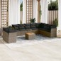 vidaXL 11-tlg. Garten-Sofagarnitur mit Kissen Grau Poly Rattan vidaXL 11-tlg. Garten-Sofagarnitur mit Kissen Grau Poly Rattan