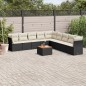 vidaXL 10-tlg. Garten-Sofagarnitur mit Kissen Schwarz Poly Rattan vidaXL 10-tlg. Garten-Sofagarnitur mit Kissen Schwarz Poly Rattan