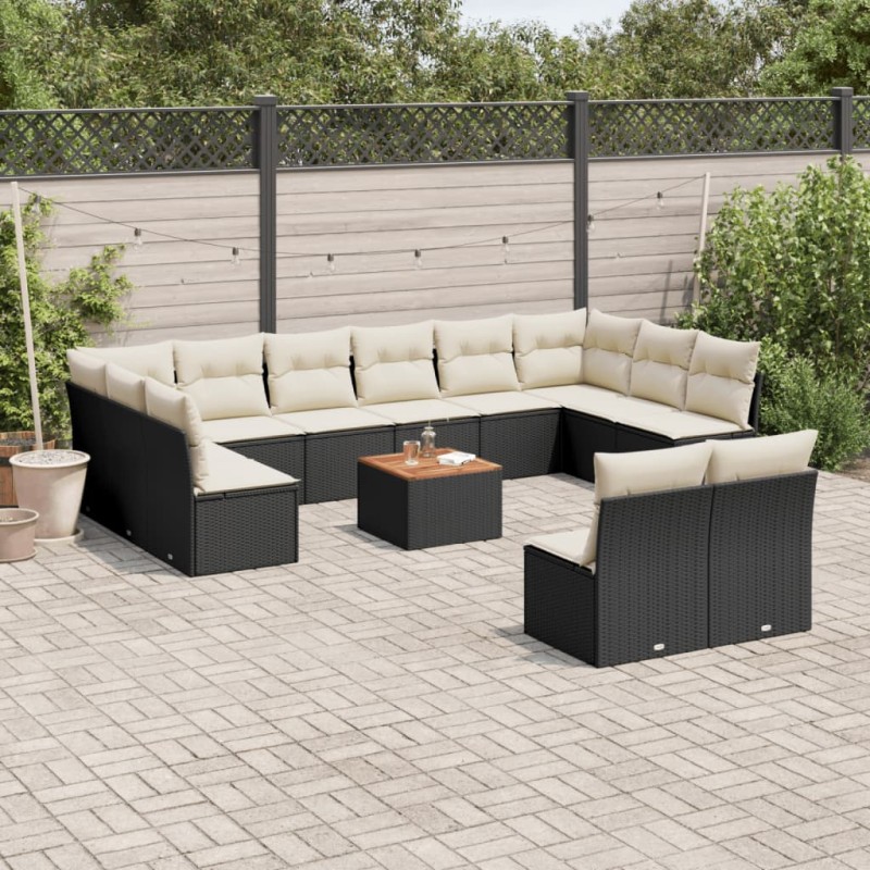 vidaXL 13-tlg. Garten-Sofagarnitur mit Kissen Schwarz Poly Rattan vidaXL 13-tlg. Garten-Sofagarnitur mit Kissen Schwarz Poly Rattan