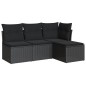 vidaXL 4-tlg. Garten-Sofagarnitur mit Kissen Schwarz Poly Rattan vidaXL 4-tlg. Garten-Sofagarnitur mit Kissen Schwarz Poly Rattan