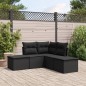 vidaXL 5-tlg. Garten-Sofagarnitur mit Kissen Schwarz Poly Rattan vidaXL 5-tlg. Garten-Sofagarnitur mit Kissen Schwarz Poly Rattan