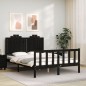 vidaXL Massivholzbett mit Kopfteil Schwarz 140x190 cm vidaXL Massivholzbett mit Kopfteil Schwarz 140x190 cm