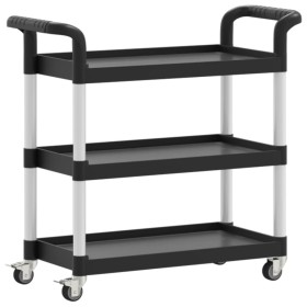 vidaXL Rollwagen mit 3 Etagen Schwarz 77x34x72 cm Aluminium