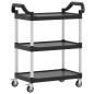 vidaXL Rollwagen mit 3 Etagen Schwarz 81x41x92 cm Aluminium vidaXL Rollwagen mit 3 Etagen Schwarz 81x41x92 cm Aluminium